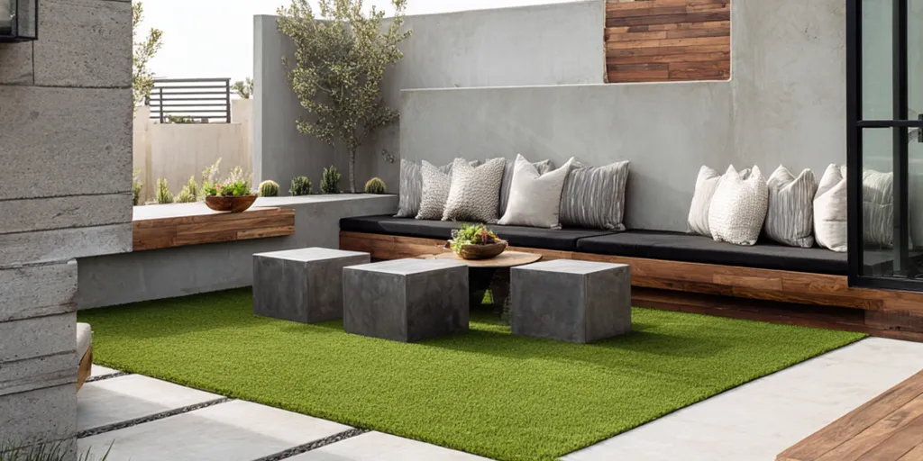El jardín perfecto que nunca pide riego. Pasto Sintético Tekno-Step.