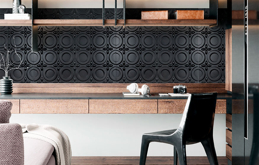 Panel perforado perforado 48x48 cm patrón 3D Estante de pared modular baño,  dormitorio Valchrom negro -  México