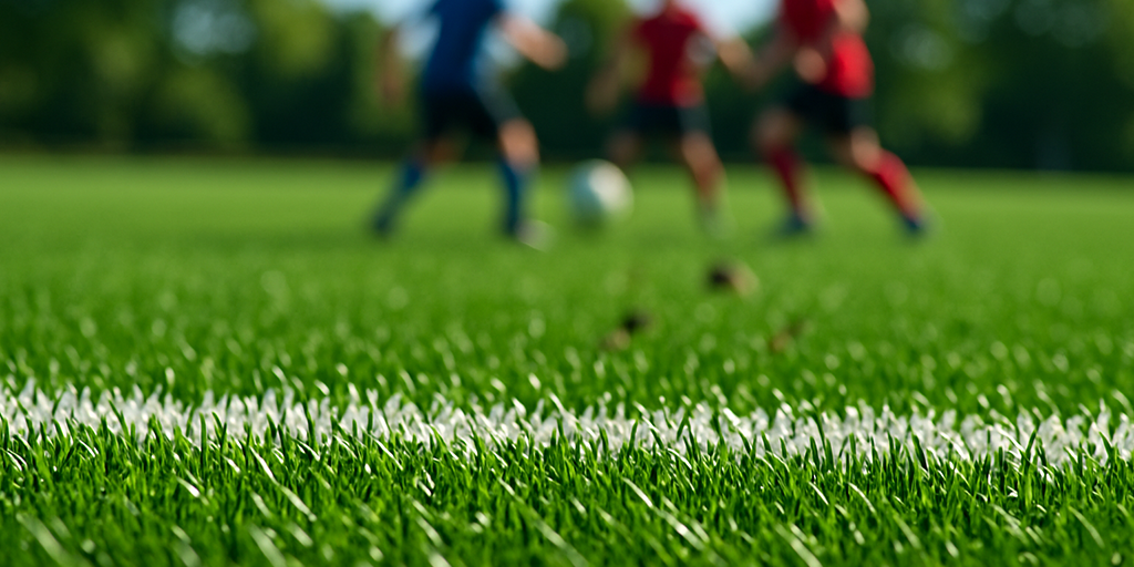 Pasto sintético deportivo Tekno-Step instalado en cancha de fútbol, ideal para alto rendimiento y resistencia al uso constante.