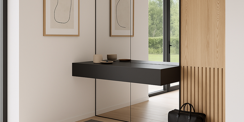 Placa Tipo Espejo de Tekno-Step instalada en baño moderno, reflejando luz natural y ampliando visualmente el espacio.